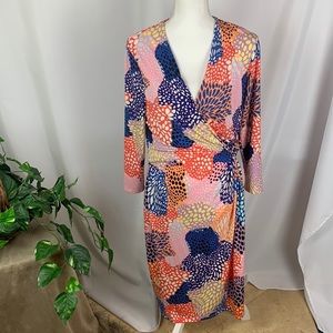 Anne Klein Boden Multi Color Printed Fitted Stretch Ruched Side Dress